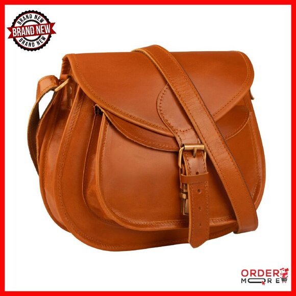 Full Grain Leather Crossbody Satchel Bag 11 Inch Women's Purse